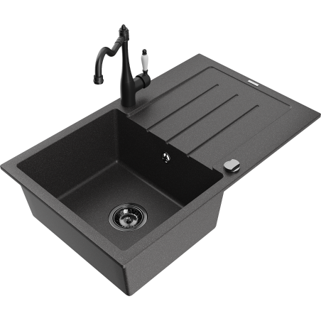 Mexen Bruno гранитна мивка с 1 камера с отцедник и кухненски смесител Carla,