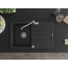 Mexen Bruno гранитна мивка с 1 купа и отцедник с кухненски смесител Carla,