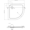 Полукръгъл ултратънък душ корито Mexen Flat 80 x 80 см, бял, хромиран сифон - 41108080