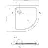 Mexen Flat полукръгъл душ поднос slim 80 x 80 см, черен, сифон златен - 41708080G