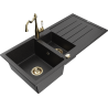 Mexen Andres гранитна мивка с 1,5 камери с отцедник и кухненски смесител Carla,
