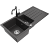 Mexen Andres гранитна мивка с 1,5 камери с отцедник и кухненски смесител Carla,