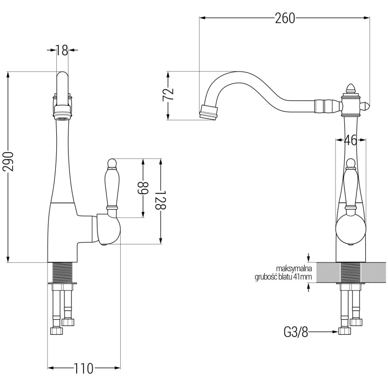 Mexen Andres гранитна мивка 1,5-камерна с отцедник и кухненски смесител Carla,