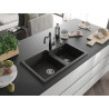 Mexen Tomas гранитна мивка с 2 камери и кухненски смесител Carla,