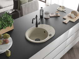 Mexen Kevin гранитна мивка с 1 отделение с отцедник и кухненска батерия