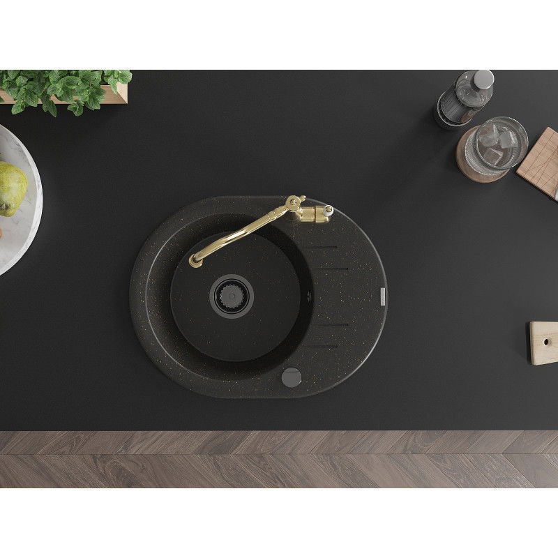 Mexen Kevin гранитна мивка с 1 корито с отцедник и кухненски смесител Carla,