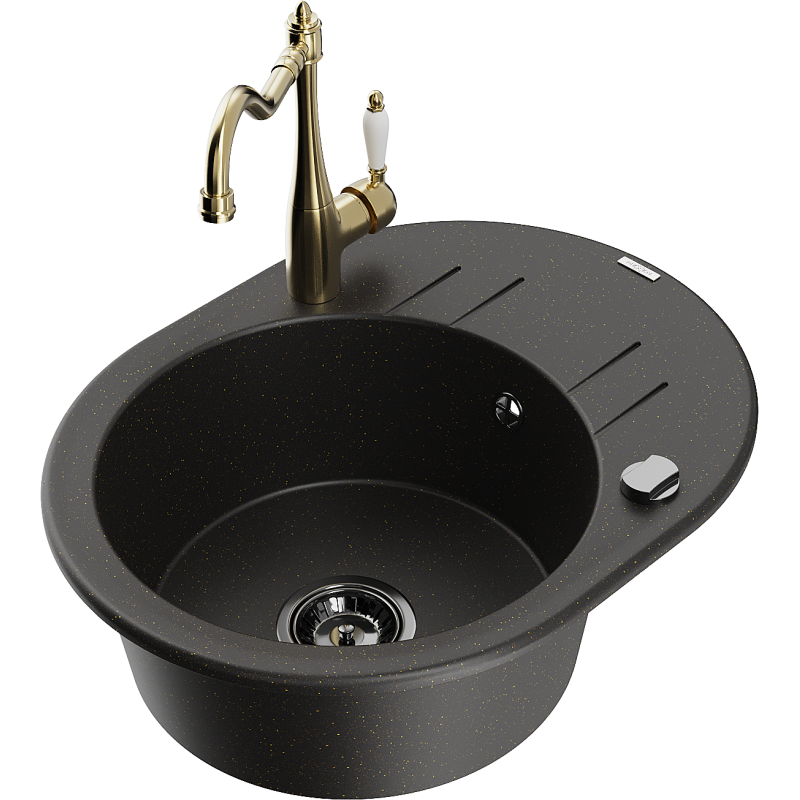 Mexen Kevin гранитна мивка с 1 корито с отцедник и кухненски смесител Carla,