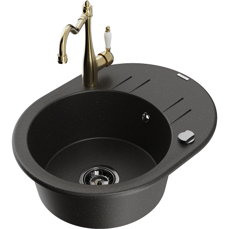 Mexen Kevin гранитна мивка с 1 корито с отцедник и кухненски смесител Carla,