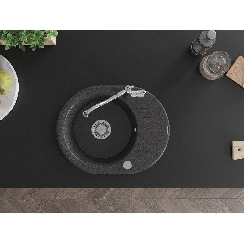 Mexen Kevin гранитна мивка с 1 корито с отцедник и кухненски смесител Carla,