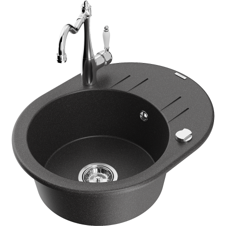 Mexen Kevin гранитна мивка с 1 корито с отцедник и кухненски смесител Carla,