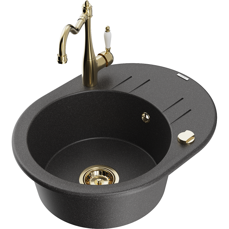 Mexen Kevin гранитна мивка с 1 камера с дренаж и кухненски смесител Carla,