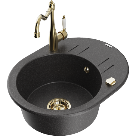 Mexen Kevin гранитна мивка с 1 камера с дренаж и кухненски смесител Carla,