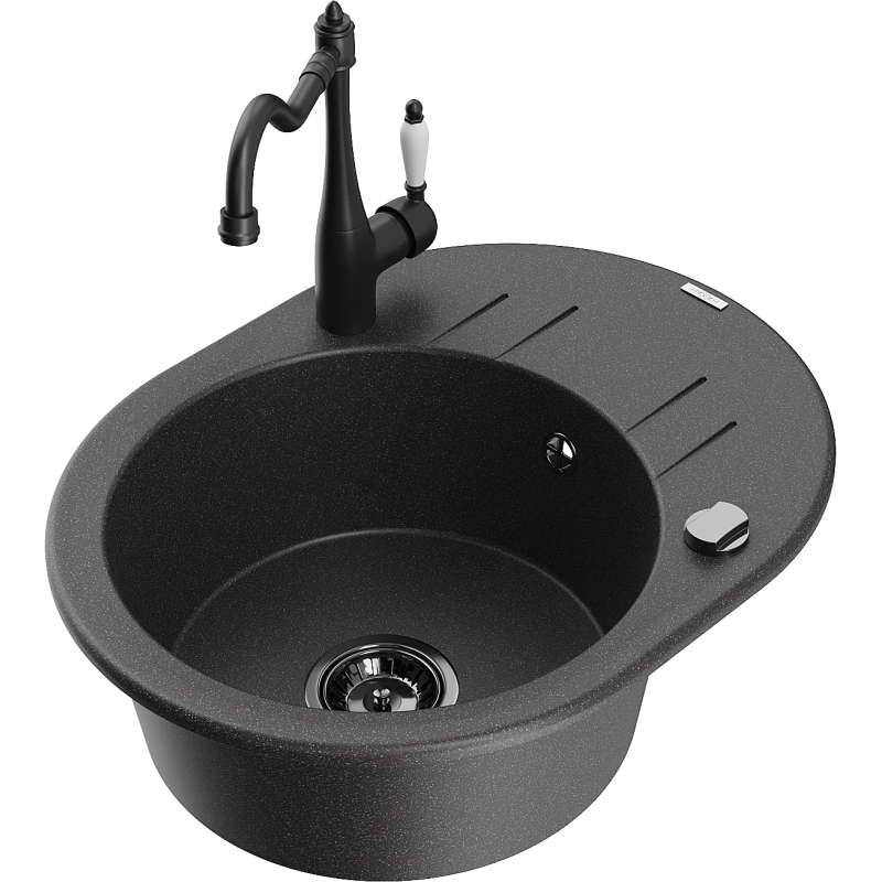 Mexen Kevin гранитна кухненска мивка с 1 корито, отцедник и кухненски