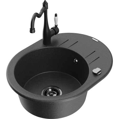 Mexen Kevin гранитна кухненска мивка с 1 корито, отцедник и кухненски