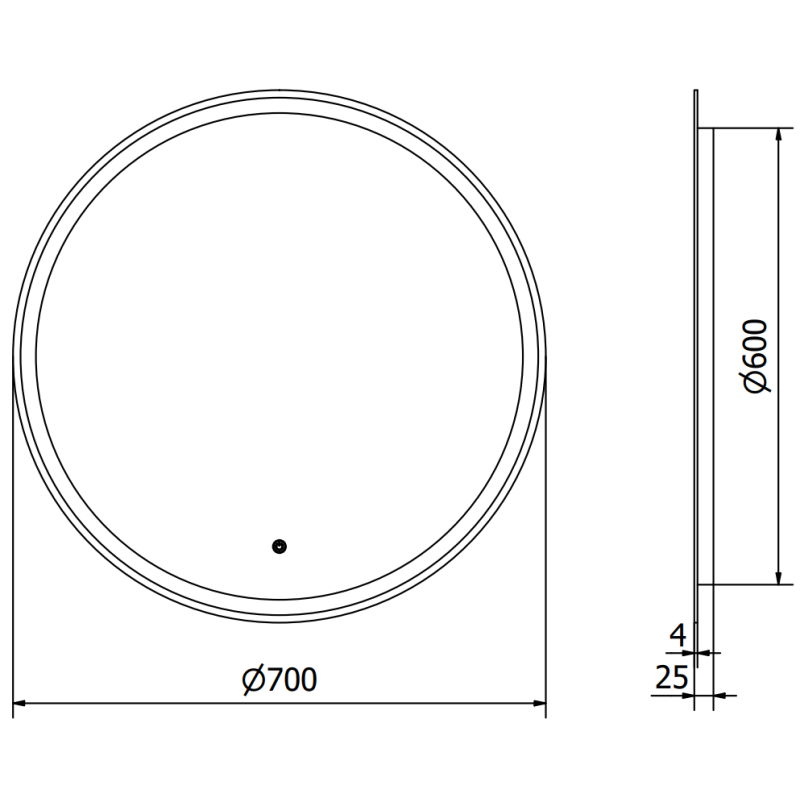 Mexen Gobi осветено кръгло огледало за баня, 70 см, LED 6000K, против замъгляване