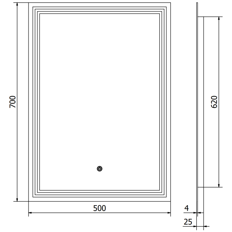 Mexen Taco огледало за баня с подсветка 50 x 70 см, LED 6000K, анти-пара - 9805-050-070-611-00