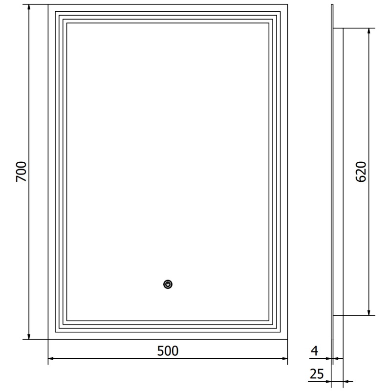 Mexen Taco осветено огледало за баня 50 x 70 см, LED 6000K, антипара - 9805-050-070-611-00