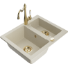 Mexen Carlos гранитна мивка с 1,5 камери и кухненски смесител Carla, бежов