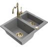 Mexen Carlos гранитна мивка с 1,5 камери с кухненски батерии Carla, сив