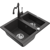 Mexen Carlos гранитна мивка 1,5-коморна с кухненски смесител Carla, черен на