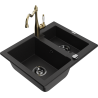 Mexen Carlos гранитна мивка с 1,5 камери с кухненски смесител Carla, черен