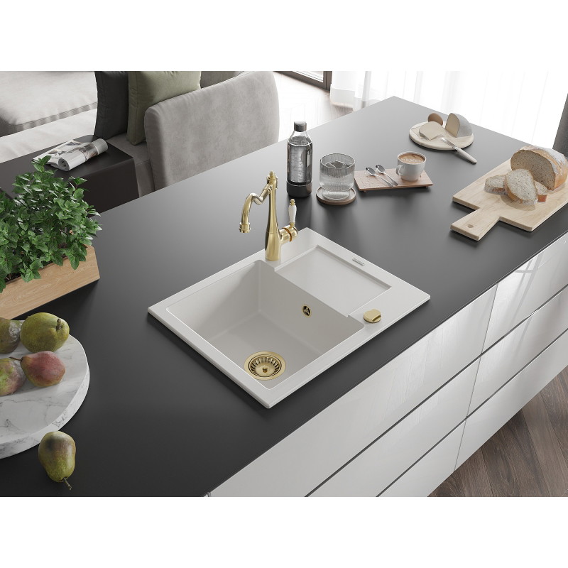 Mexen Enzo гранитна мивка с една камера с отцедник и кухненски смесител