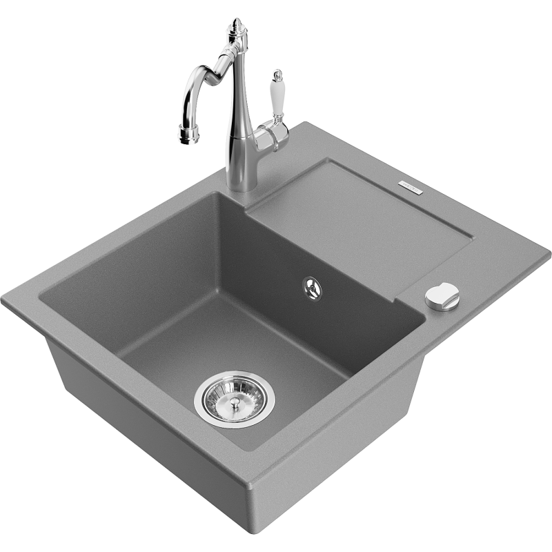 Mexen Enzo гранитна мивка с 1 отделение с дренаж и кухненски смесител Carla,