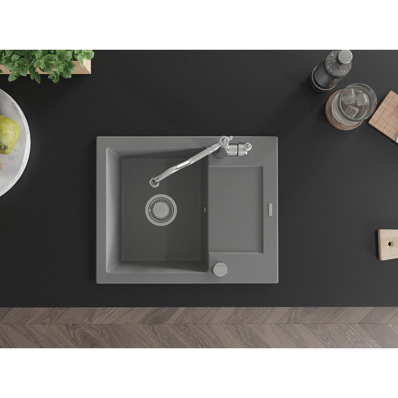 Mexen Enzo гранитна мивка с 1 отделение с дренаж и кухненски смесител Carla,