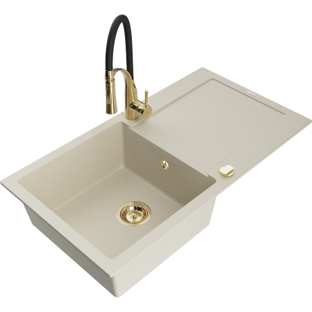 Mexen Leo гранитна кухненска мивка с 1 корито с отцедник и кухненски