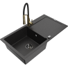 Mexen Leo гранитна кухненска мивка с една камера с отцедник и смесител Aster,