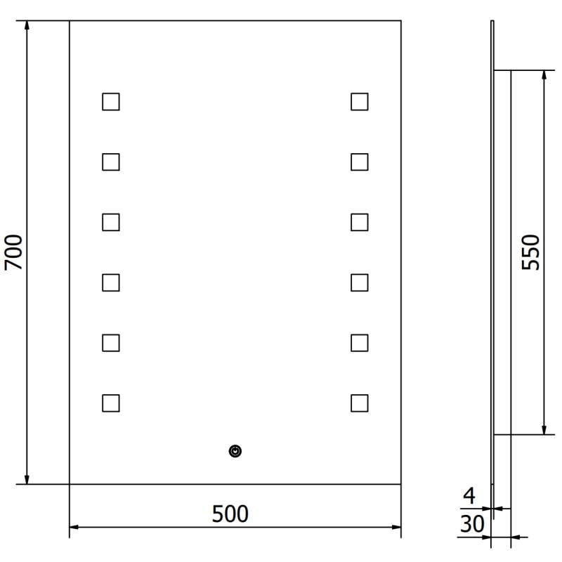 Mexen Ner осветено банско огледало 50 x 70 см, LED 6000K, антиконденз - 9809-050-070-611-00