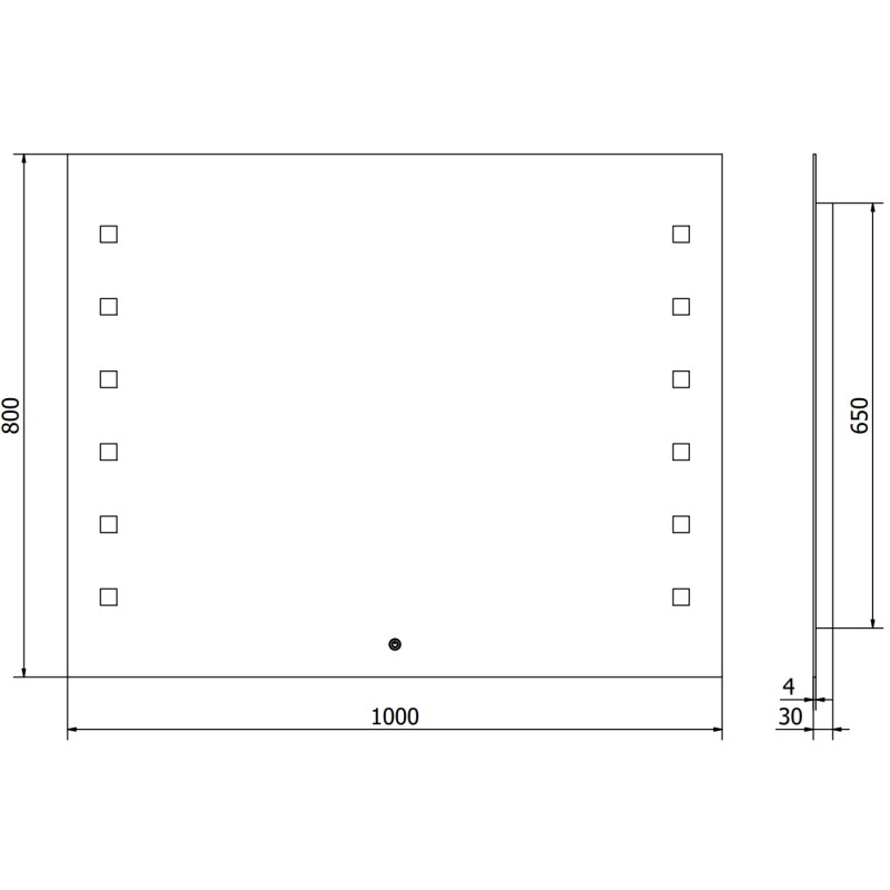 Mexen Ner със светлина огледало за баня 100 x 80 см, LED 6000K, анти-пара