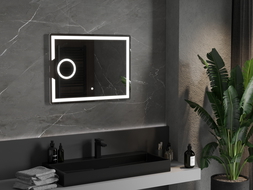 Mexen Onyx осветено огледало за баня с козметично огледало 80 x 60 см, LED 6000K, анти-пара - 9813-080-060-611-00