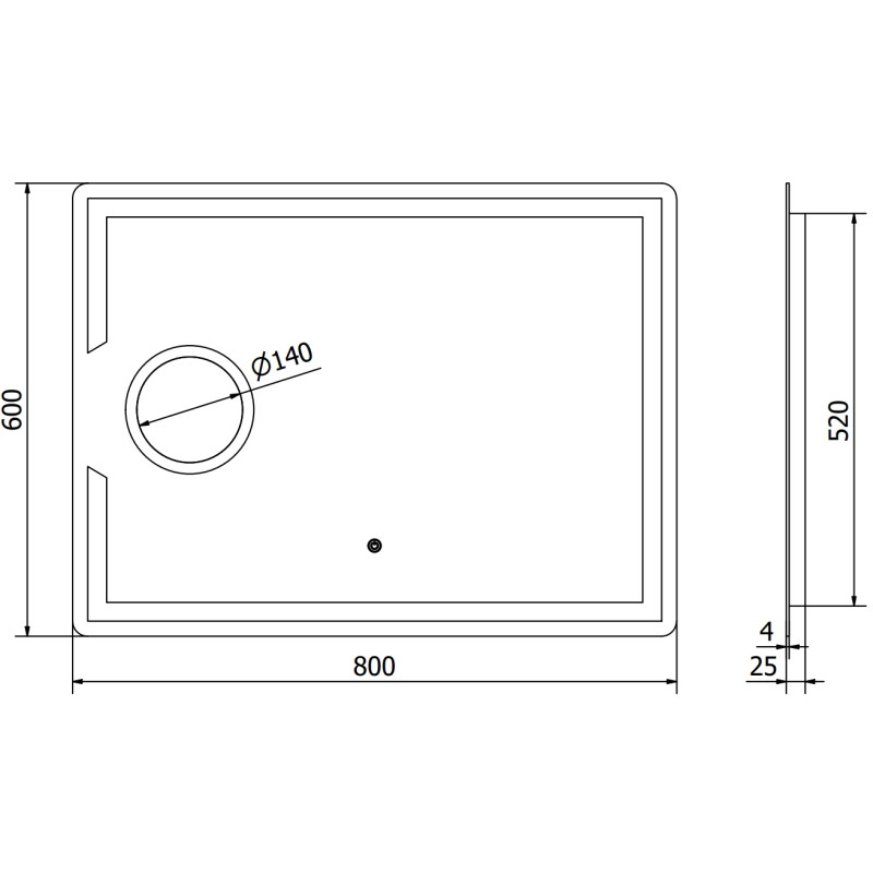 Mexen Onyx осветено баняно огледало с козметично огледалце 80 x 60 см, LED 6000K,