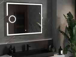 Mexen Onyx огледало за баня с LED осветление и козметично огледало 100 x 80 см, LED 6000K, антифог - 9813-100-080-611-00