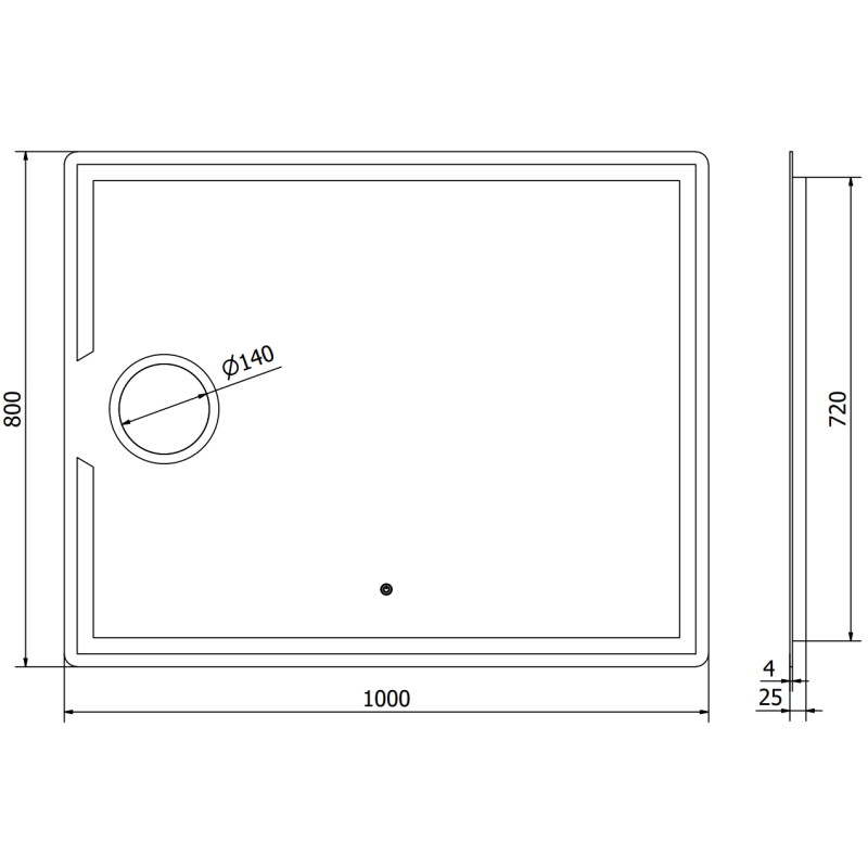 Mexen Onyx Огледало за баня с осветление и козметично огледалце 100 x 80 cm, LED