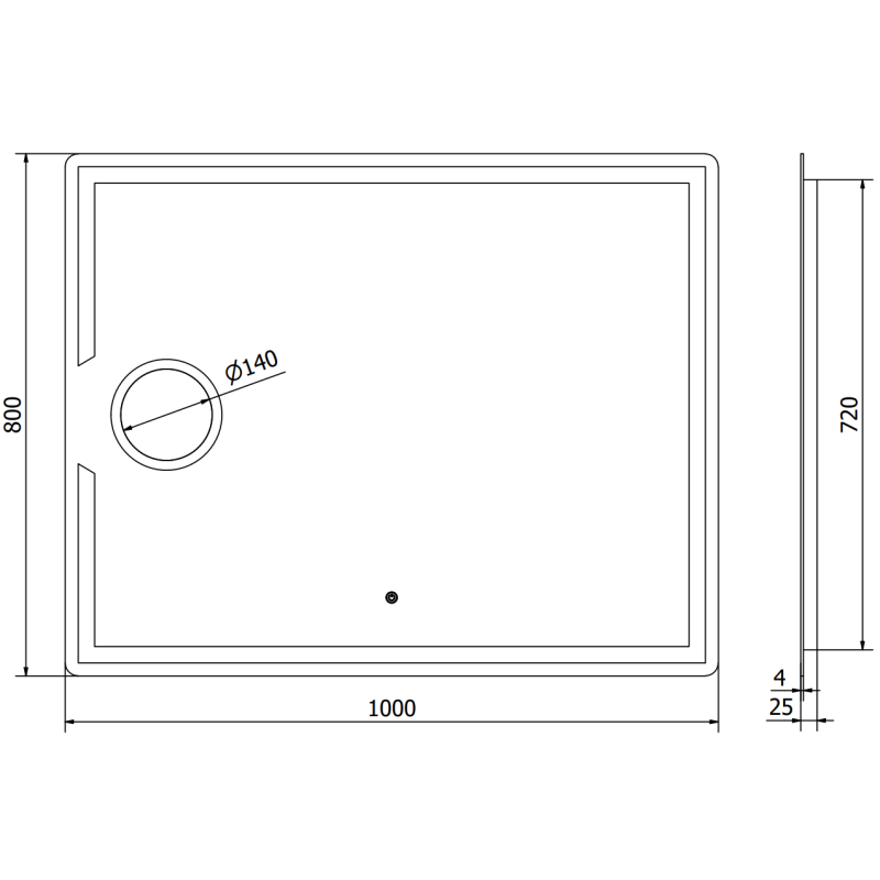 Mexen Onyx осветено огледало за баня с козметично огледалце 100 x 80 cm, LED 6000K, против конденз - 9813-100-080-611-00