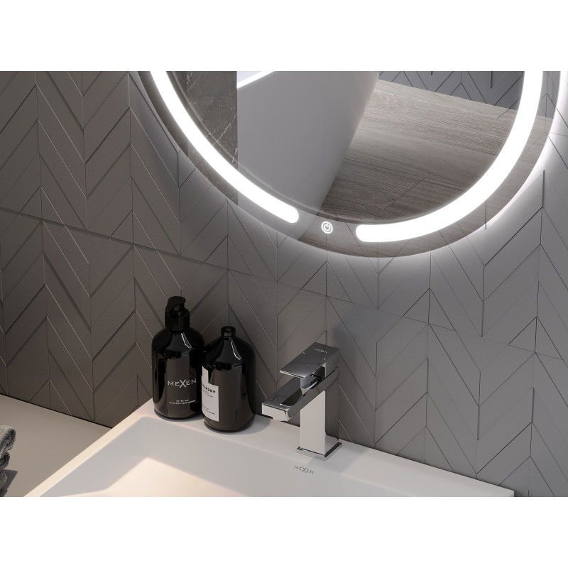 Mexen Rose осветено банно огледало, кръгло 60 см, LED 6000K, антиоблачна - 9810-060-060-611-00