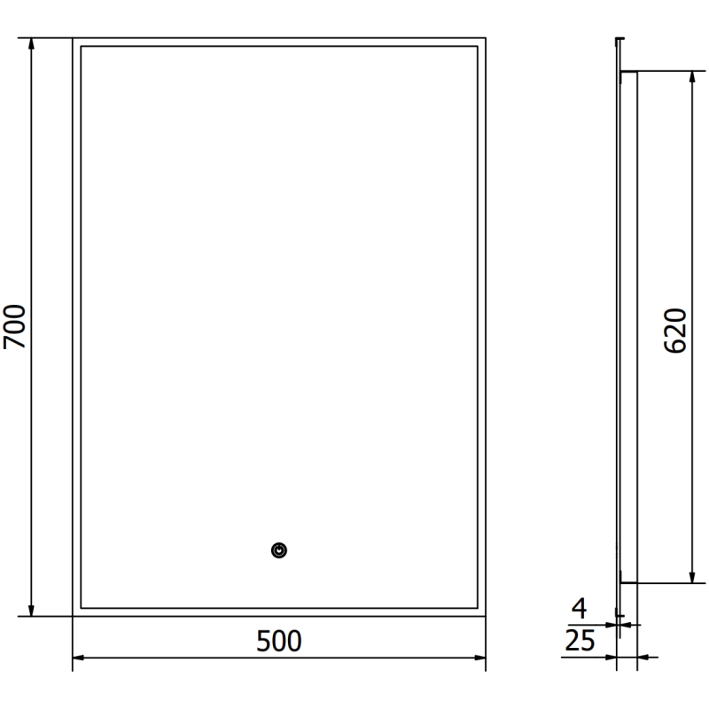 Mexen Erma огледало за баня с подсветка 50 x 70 см, LED 6000K, анти-замъгляване, черна рамка - 9814-050-070-611-70