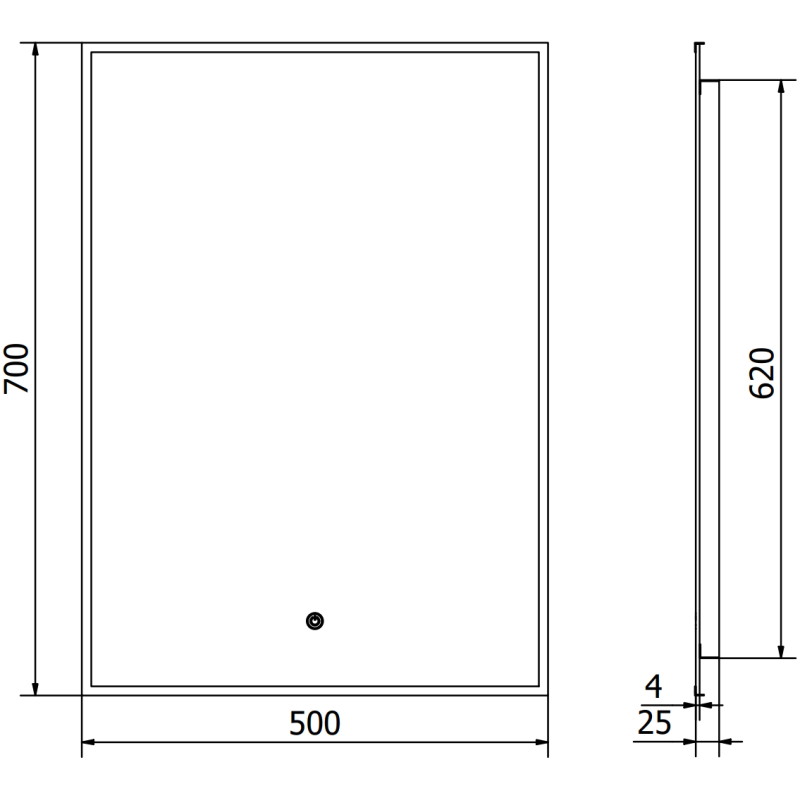 Mexen Erma осветено огледало за баня 50 x 70 см, LED 6000K, противымъгла, черна