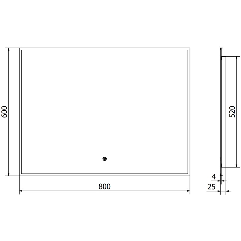 Mexen Erma осветено огледало за баня 80 x 60 см, LED 6000K, анти-мъгла, черна рамка