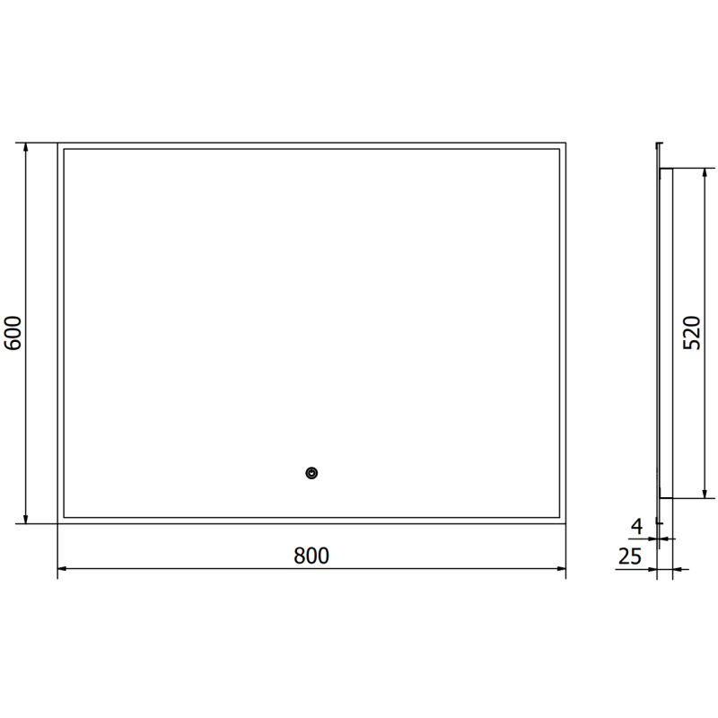 Mexen Erma осветено огледало за баня 80 x 60 см, LED 6000K, антиконденз, черна рамка - 9814-080-060-611-70