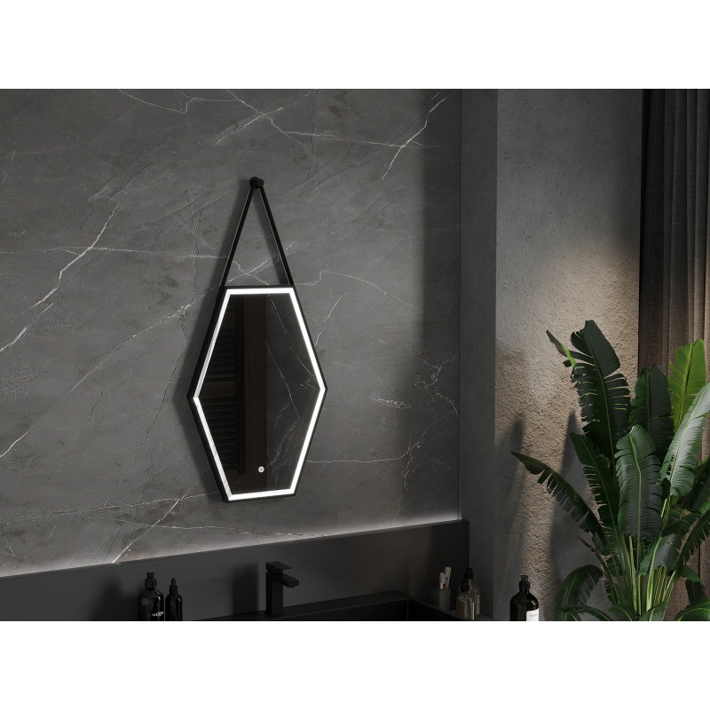 Mexen Orla Светещо огледало за баня 50 x 70 см, LED 6000K, анти-пара, черна рамка
