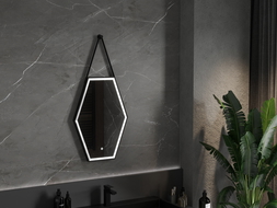 Mexen Orla огледало за баня с подсветка 50 x 70 см, LED 6000K, анти-пара, черна рамка - 9815-050-070-611-70