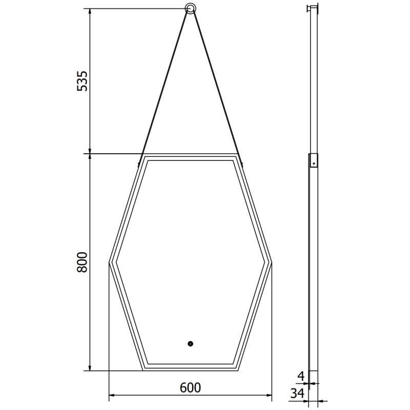 Mexen Orla осветено огледало за баня 60 x 80 cm, LED 6000K, анти-конденз, черна рамка