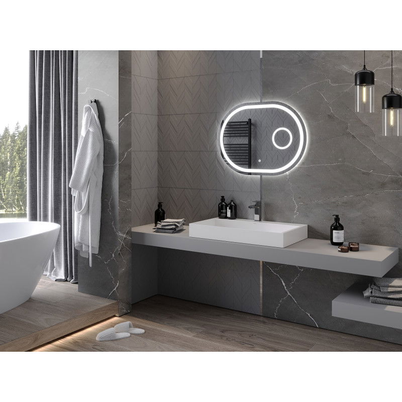 Mexen Umba осветено огледало за баня с козметично огледалце 80 x 60 см, LED 6000K,