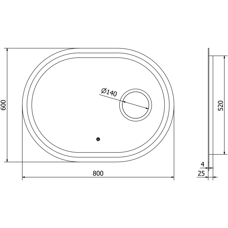 Mexen Umba осветено огледало за баня с козметично огледалце 80 x 60 см, LED 6000K,