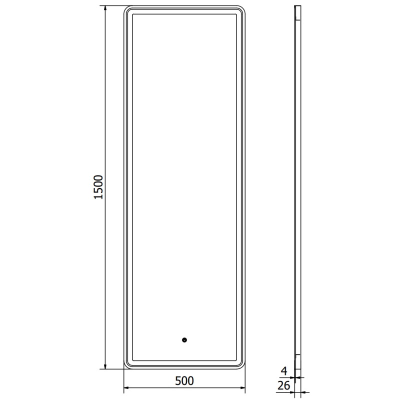Mexen Coro баня огледало с подсветка 50 x 150 см, LED 6000K, антиконденз, черна