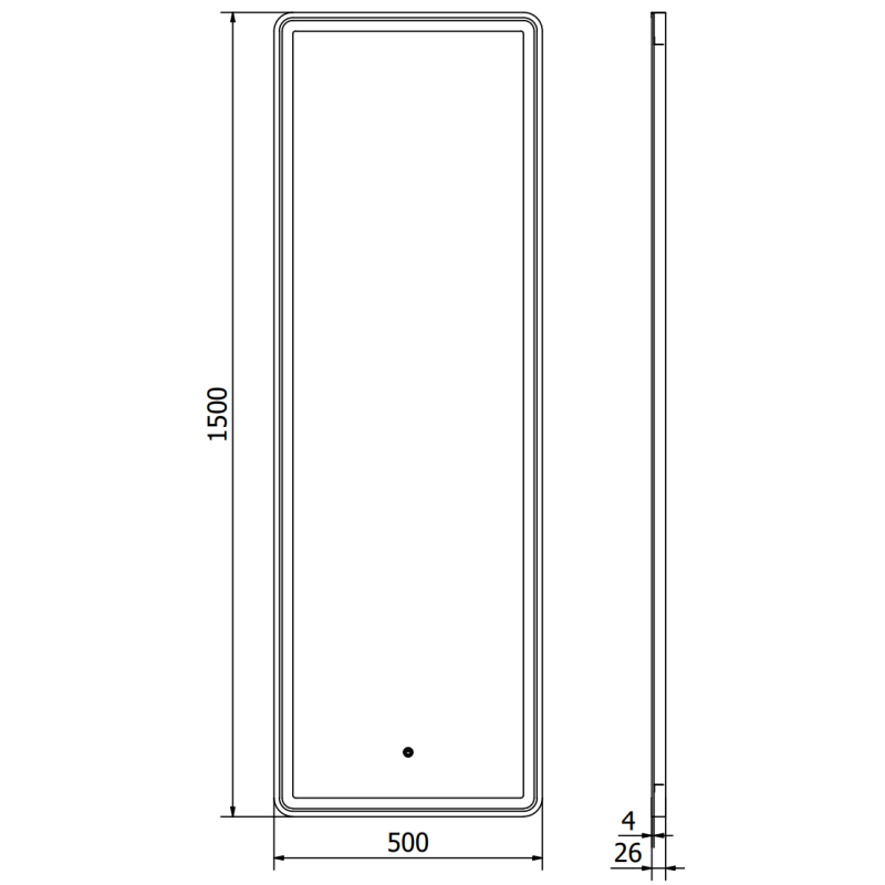 Mexen Coro осветено банско огледало 50 x 150 см, LED 6000K, антиконденз, черна рамка - 9817-050-150-611-70