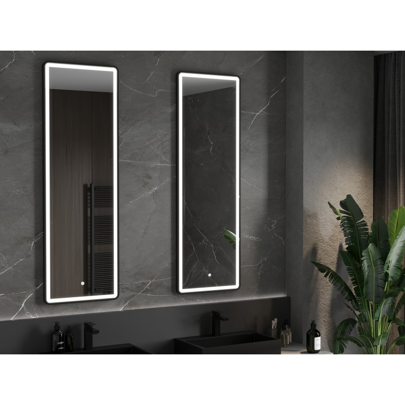 Mexen Coro осветено огледало за баня 50 x 150 см, LED 6000K, анти-пара, черна рамка